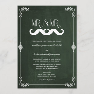 Mustache Love  Chalkboard Gay Wedding Kaart