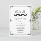 Mustache Love Classic  Scrolls Bay Wedding Kaart (Staand voorkant)