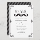 Mustache Love Classic  Scrolls Bay Wedding Kaart (Voorkant / Achterkant)