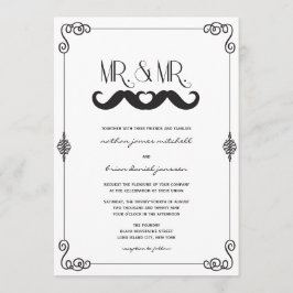 Mustache Love Classic  Scrolls Bay Wedding Kaart