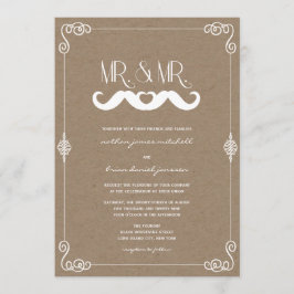 Mustache Love  Kraft Paper Gay Wedding Kaart