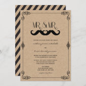 Mustache Love  Kraft Paper Gay Wedding Kaart (Voorkant / Achterkant)