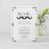 Mustache Love Mr. & de heer Paper Gay Wedding Kaart (Staand voorkant)