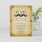 Mustache Love Mr & Mr  Paper Gay Wedding Kaart (Staand voorkant)