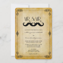 Mustache Love Mr & Mr  Paper Gay Wedding
