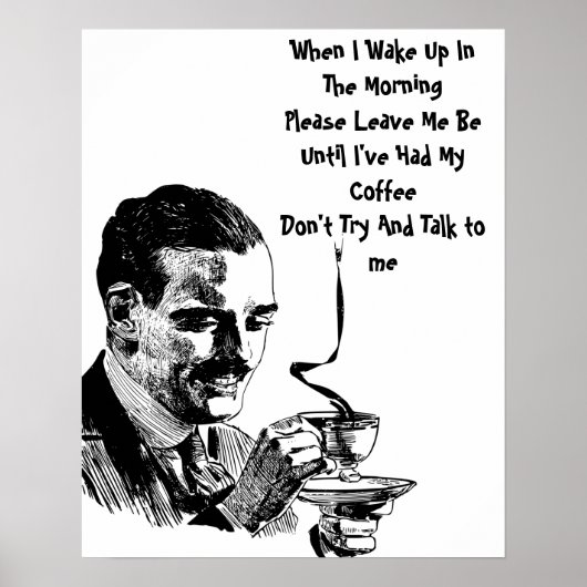 Mustache Man Drink Koffieretro Art Poster (Voorkant)