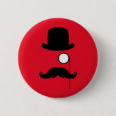 Mustache Man op rode achtergrond Ronde Button 5,7 Cm (Voorkant)