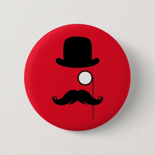 Mustache Man op rode achtergrond Ronde Button 5,7 Cm (Voorkant)