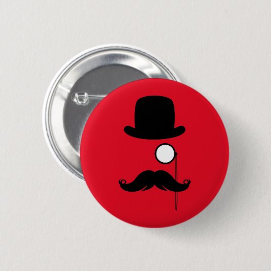 Mustache Man op rode achtergrond Ronde Button 5,7 Cm (Voorkant /achterkant)