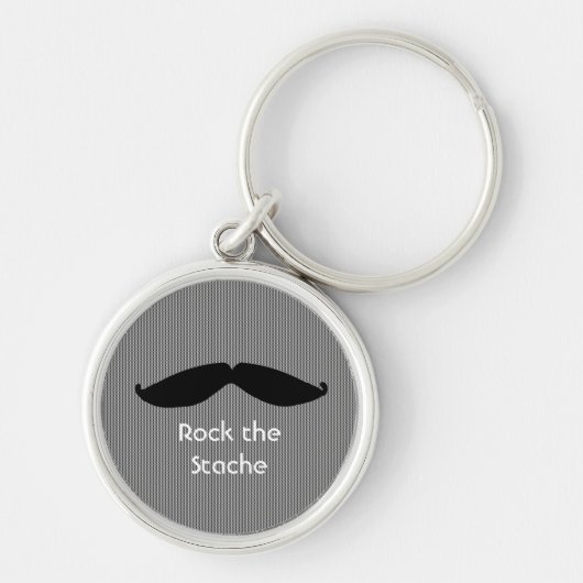Mustache met Cute Gezegde Sleutelhanger (Voorkant)