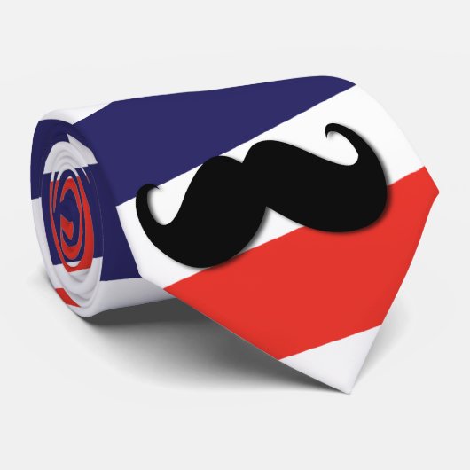 Mustache met rode, witte en blauwe strepen stropdas (Opgerold)