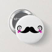 Mustache met roze bogen ronde button 5,7 cm (Voorkant /achterkant)