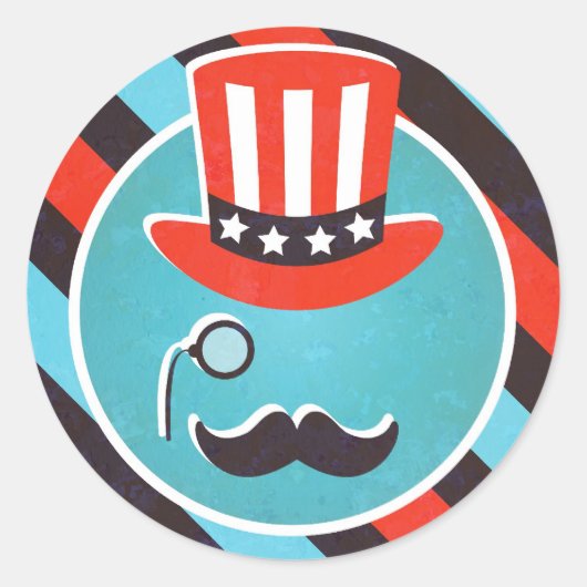 Mustache Monocle 4 juli Stickers (Voorkant)