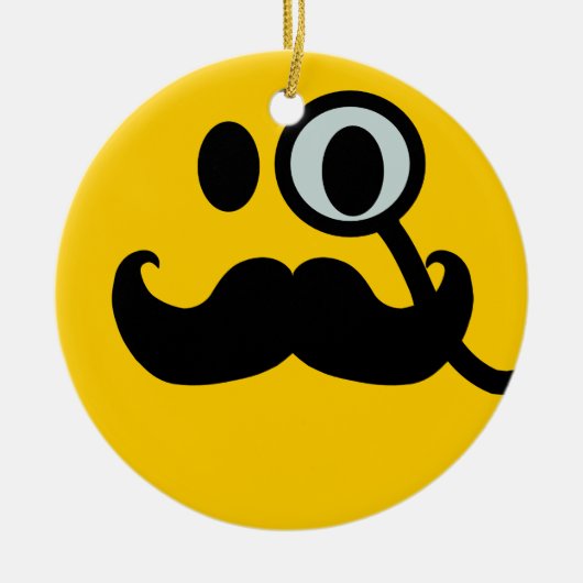 Mustache monocle keramisch ornament (Voorkant)