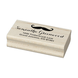 Mustache / Mustache / Schnurrbart + jouw naam Rubberstempel