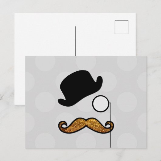 Mustache, Mustache, Stache, Monocle, Bowler Pet Briefkaart (Voorkant / Achterkant)