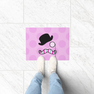 Mustache, Mustache, Stache, Monocle, Bowler Pet Deurmat
