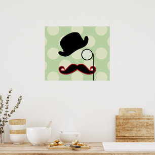 Mustache, Mustache, Stache, Monocle, Bowler Pet Poster