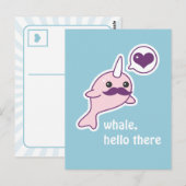 Mustache Narwhal Briefkaart (Voorkant / Achterkant)