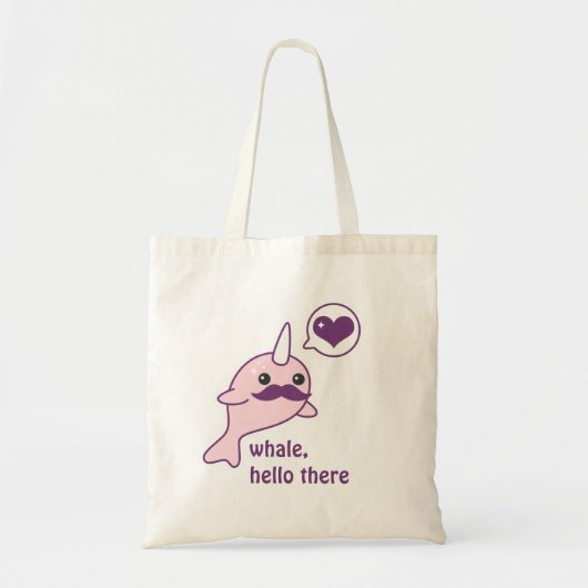 Mustache Narwhal Tote Bag (Voorkant)