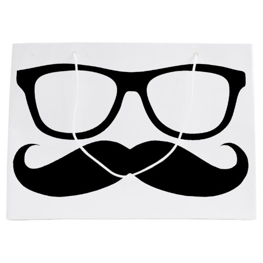 Mustache Nerd Black Graphic Groot Cadeauzakje (Voorkant)