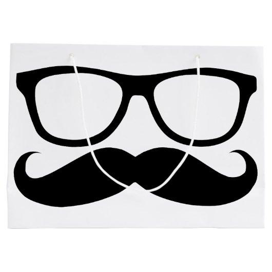 Mustache Nerd Black Graphic Groot Cadeauzakje (Achterkant)