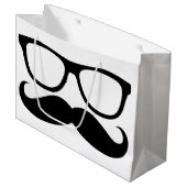 Mustache Nerd Black Graphic Groot Cadeauzakje (Voorkant Gekanteld)