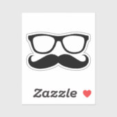 Mustache Nerd Contour Cut Sticker (Vel)
