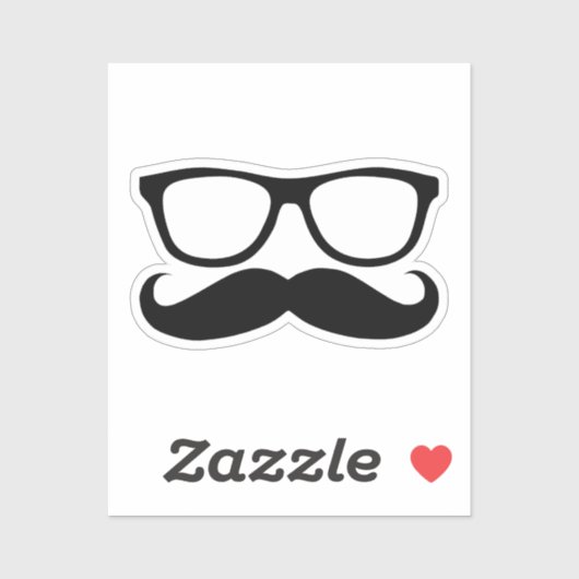 Mustache Nerd Contour Cut Sticker (Vel)