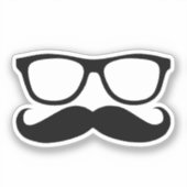 Mustache Nerd Contour Cut Sticker (Voorkant)