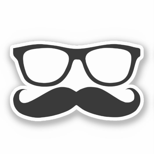 Mustache Nerd Contour Cut Sticker (Voorkant)