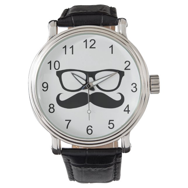Mustache Nerd Horloge (Voorkant)