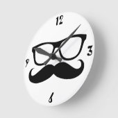 Mustache Nerd Ronde Klok (Hoek)