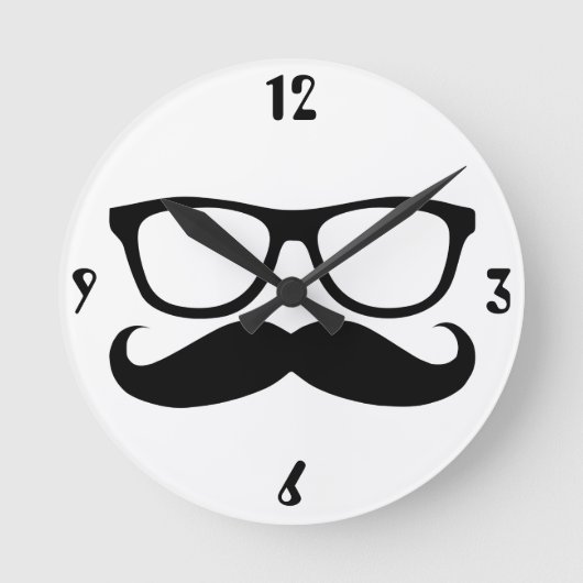 Mustache Nerd Ronde Klok (Voorkant)