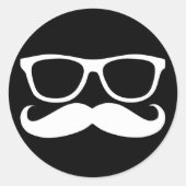 Mustache Nerd Ronde Sticker (Voorkant)