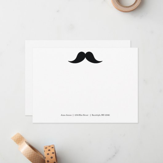 Mustache Note Cards Notitiekaartje (Voorkant / Achterkant in situ)