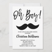 Mustache Oh Boy Baby shower Minimal Modern Elegant Kaart (Voorkant)
