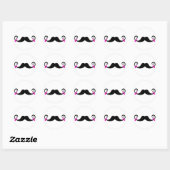 Mustache-ontwerp met roze bogen ronde sticker (Vel)