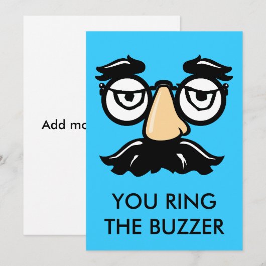 Mustache & Oogbril, Rin de zoemer, tekst toevoegen (Voorkant / Achterkant)