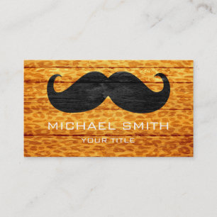 Mustache op de houtextuur van leopard #2 visitekaartje
