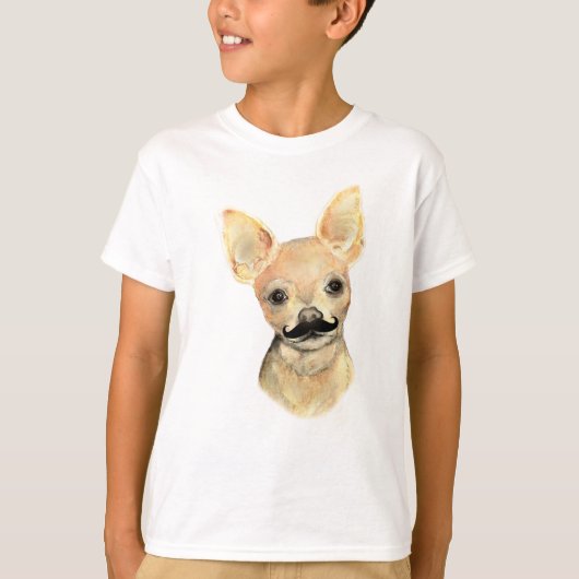 Mustache op een Cute Dog Humor T-shirt (Voorkant)