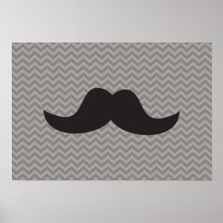 Mustache op grijze achtergrond poster