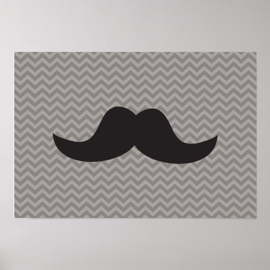 Mustache op grijze achtergrond poster (Voorkant)