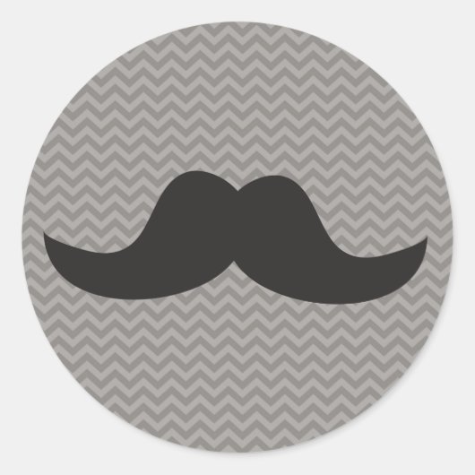 Mustache op grijze achtergrond ronde sticker (Voorkant)