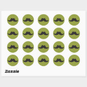 Mustache op groene polka dot achtergrond ronde sticker (Vel)