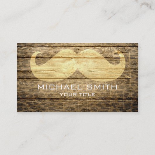 Mustache op hout visitekaartje (Voorkant)