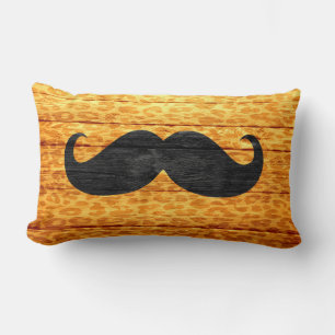 Mustache op houten luipaard afdrukken #5 kussen