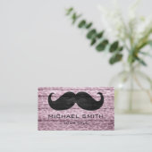 Mustache op leopard Wood Textuur #5 Visitekaartje (Staand voorkant)