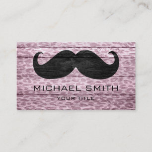 Mustache op leopard Wood Textuur #5 Visitekaartje