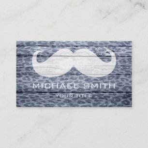 Mustache op luipaard houtextuur #3 visitekaartje